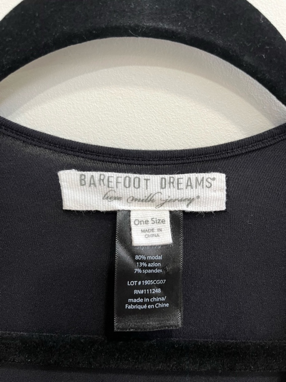 Barefoot Dreams Luxe Milk Jersey Caftan Dress Black Nightgown Oversized One Size - Picture 11 of 13